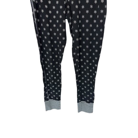 Victoria's Secret Pajamas Black White Snowflake Winter Thermal Lounge Large - Picture 8 of 15